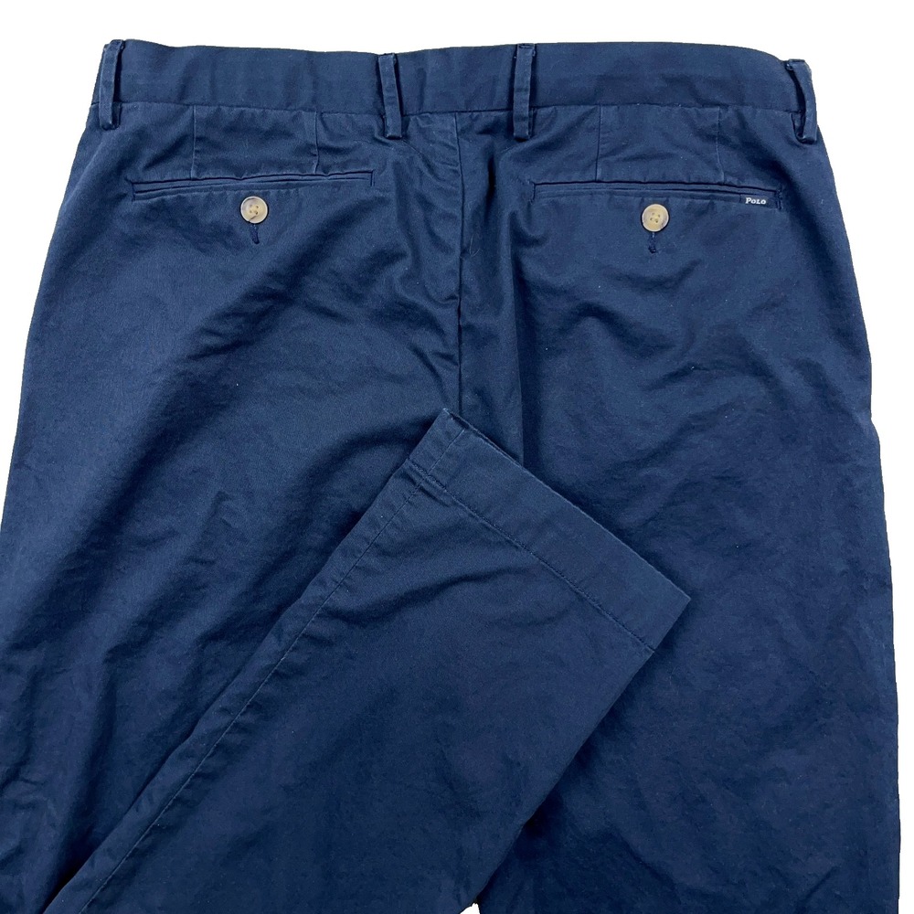 Polo Ralph Lauren Pants Men 34x34 Navy Blue Chino Stretch Straight Fit Dress